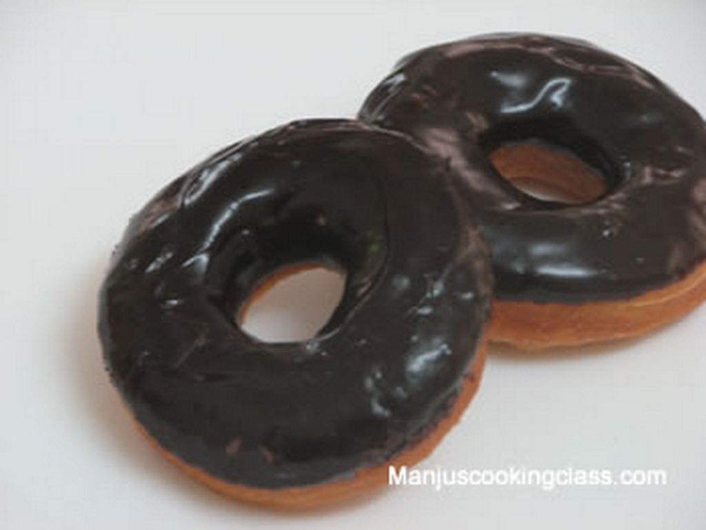 Chocolate coated doughnuts
