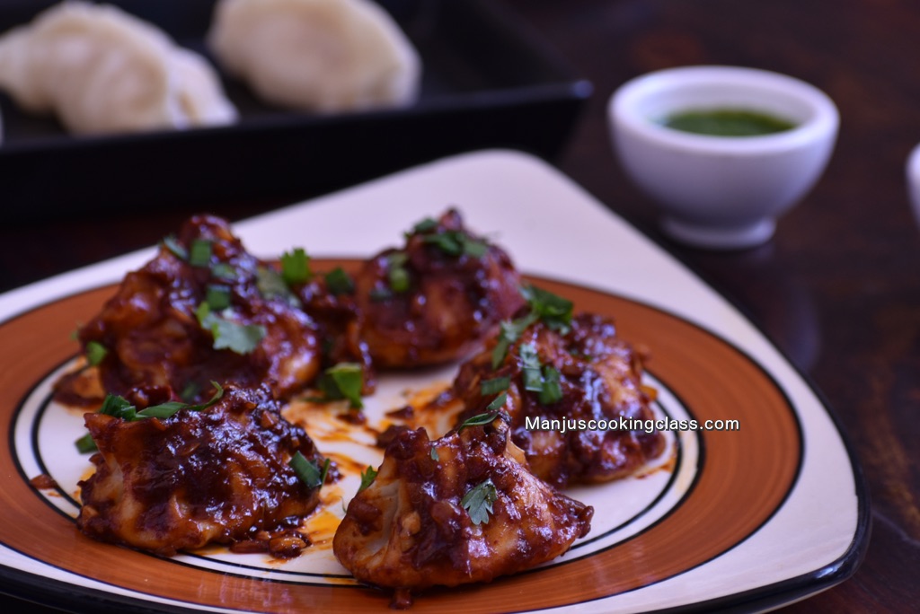 Pan-fried Momo in Szechuan Sauce