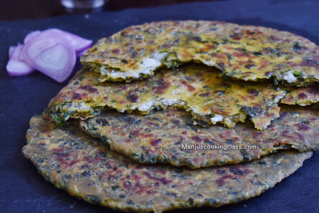 Paneer Stuffed Methi Paratha