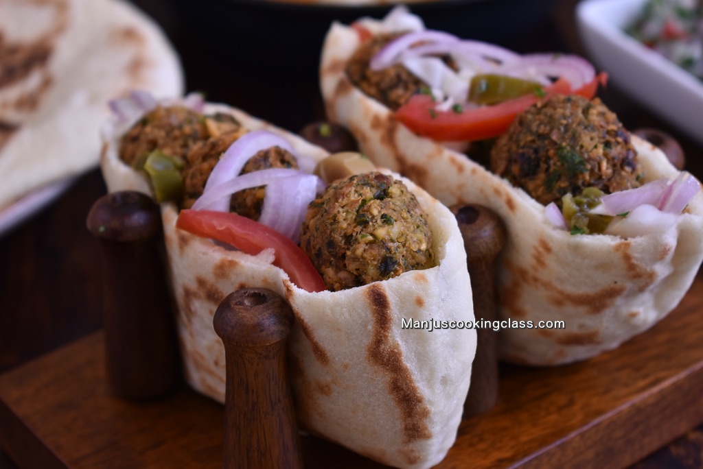 Pita bread pocket with falafel