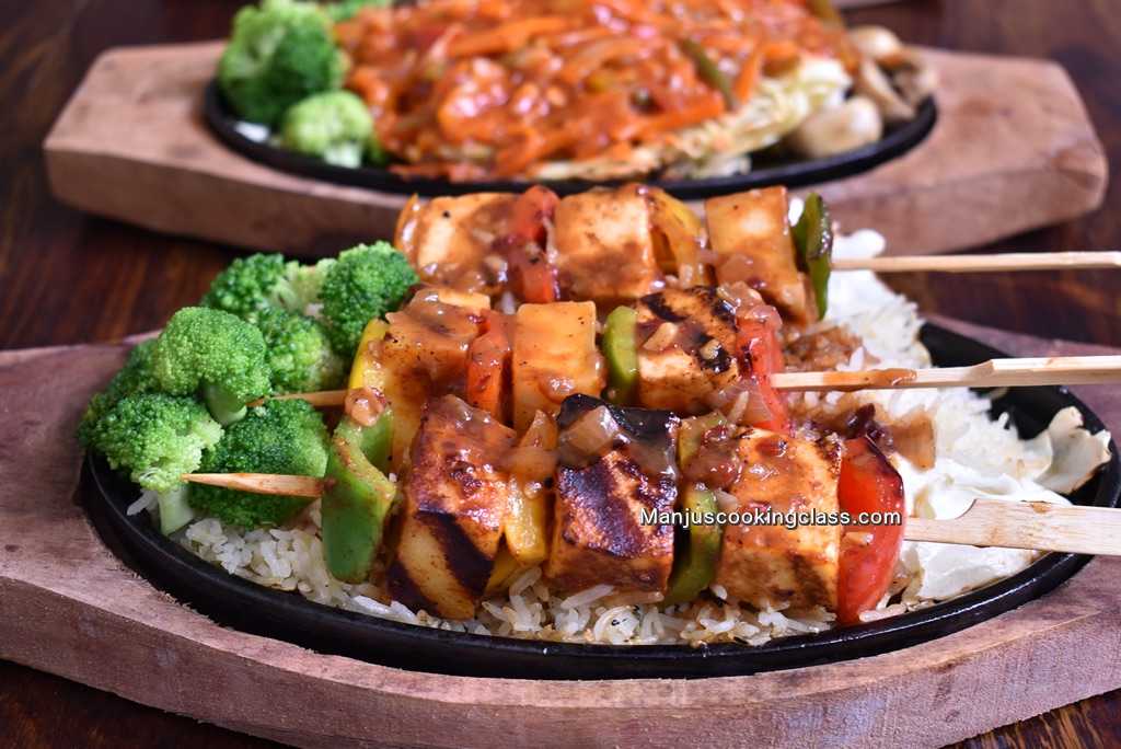 Veg Sizzler - Paneer Shashlik Sizzler